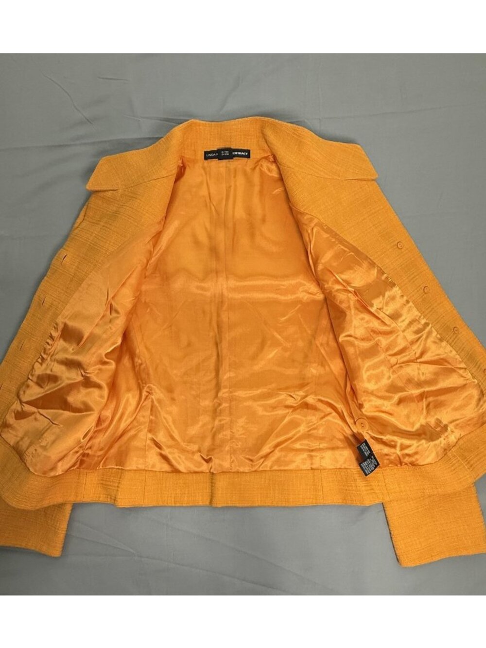 Linda Allard Ellen Tracy Jacket Womens 8 Mustard Yellow Gold Textured Blazer - Picture 6 of 13